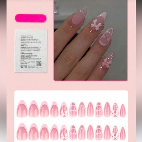 Girly Pink Coquette Nails NWT - Picture 3 of 4